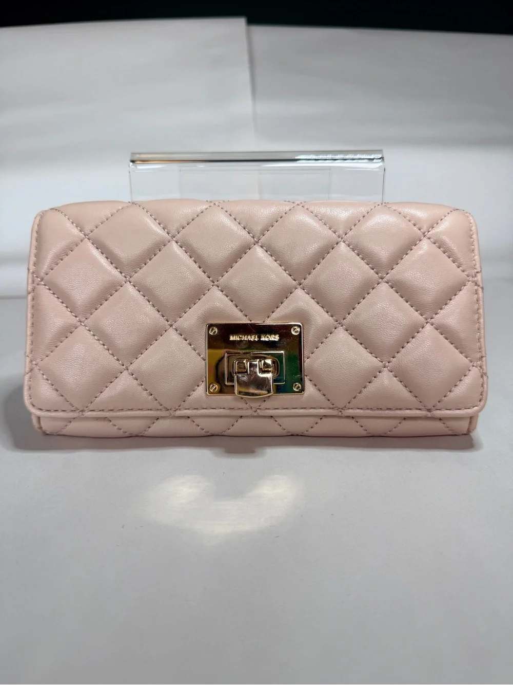 Michael Kors Quilted Blush Leather Wallet with Gold Hardware